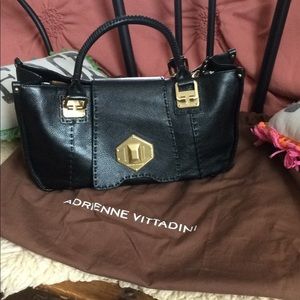 Adrienne Vittadini Black Leather Handbag